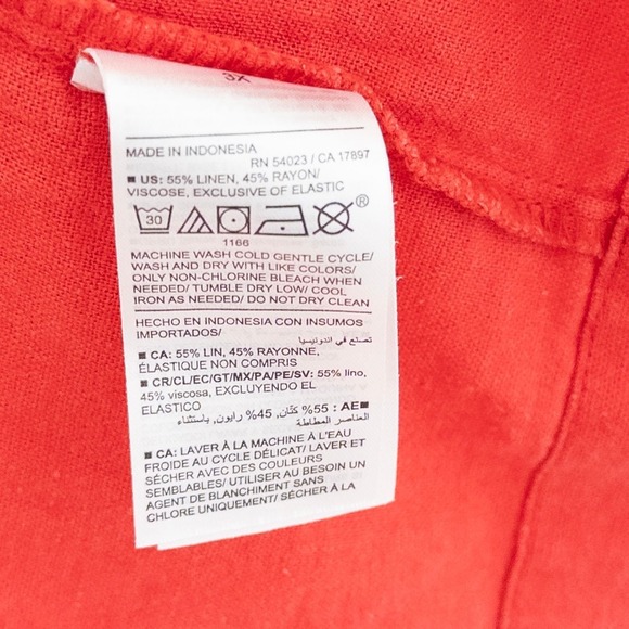Old Navy Womens Linen Dress Size 3X Red Sleeveless Mini Sundress Coastal Cottage - Picture 5 of 7